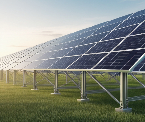 Detalhe de fixação em usina fotovoltaica